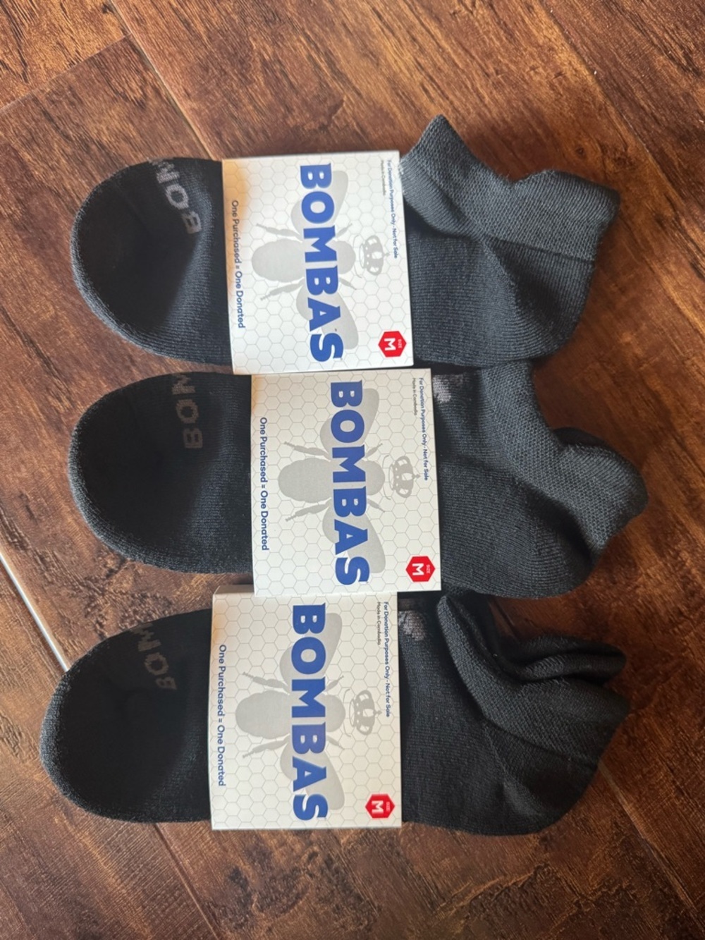 NEW Bombas Cushioned Ankle Socks Black Size Medium Lot of 3
